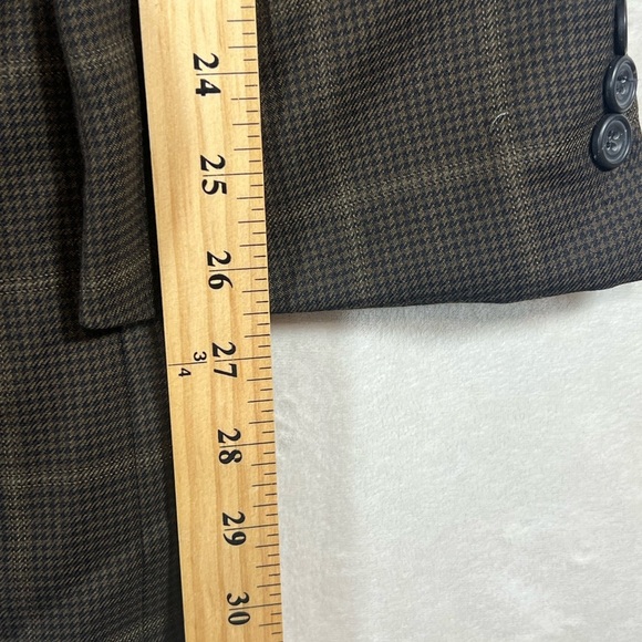 Hickey Freeman 44Long 100% Wool Made in USA 2 Vent Brown Check Sport Coat EUC - Picture 10 of 12